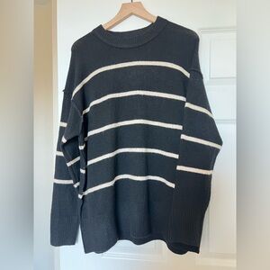 Cozy Aerie Sweater with Black and Cream Stripes